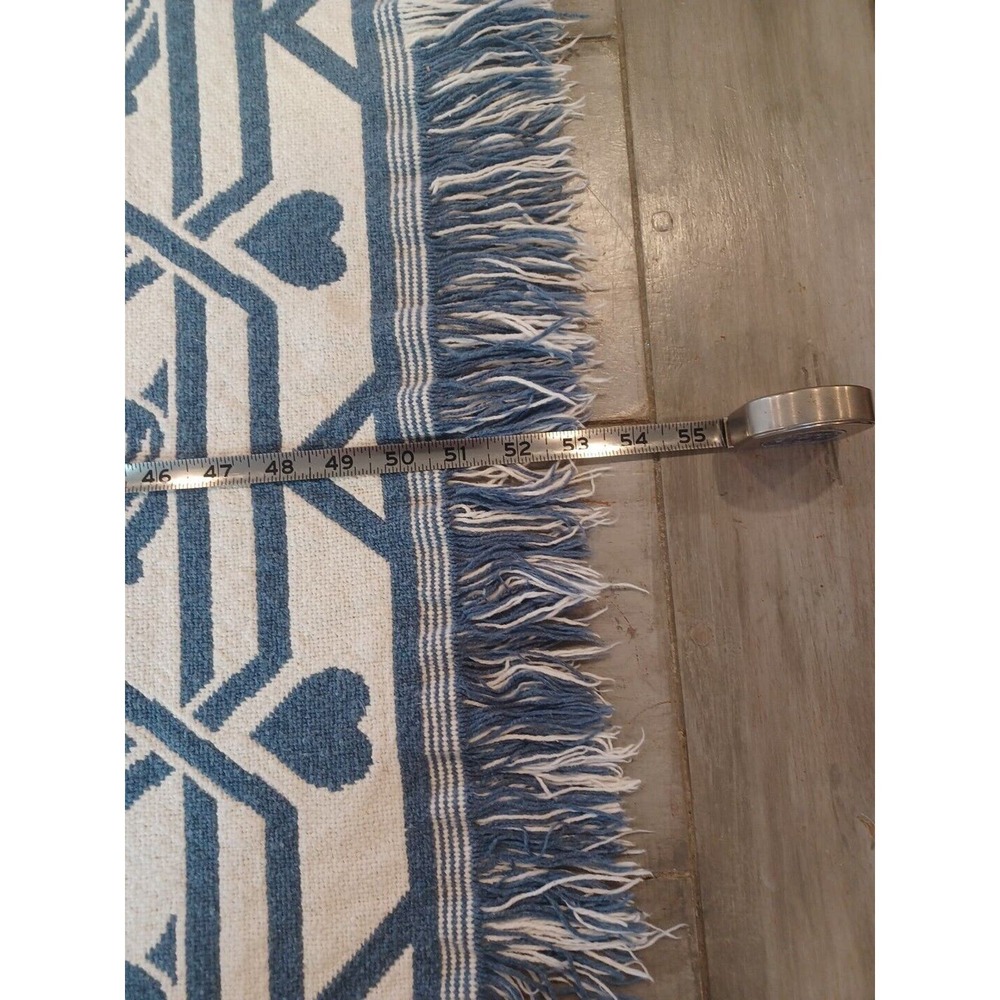 Blue & Cream Reversible Blanket/Throw Made In Spain Hearts & Snails - Picture 14 of 16